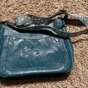 Teal Embossed Shoulder Bag